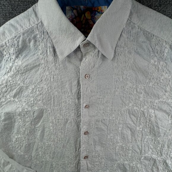 Robert Graham Long Sleeve Button Up Shirt Men Size 2XL White Textured Modal Poly - Picture 1 of 16